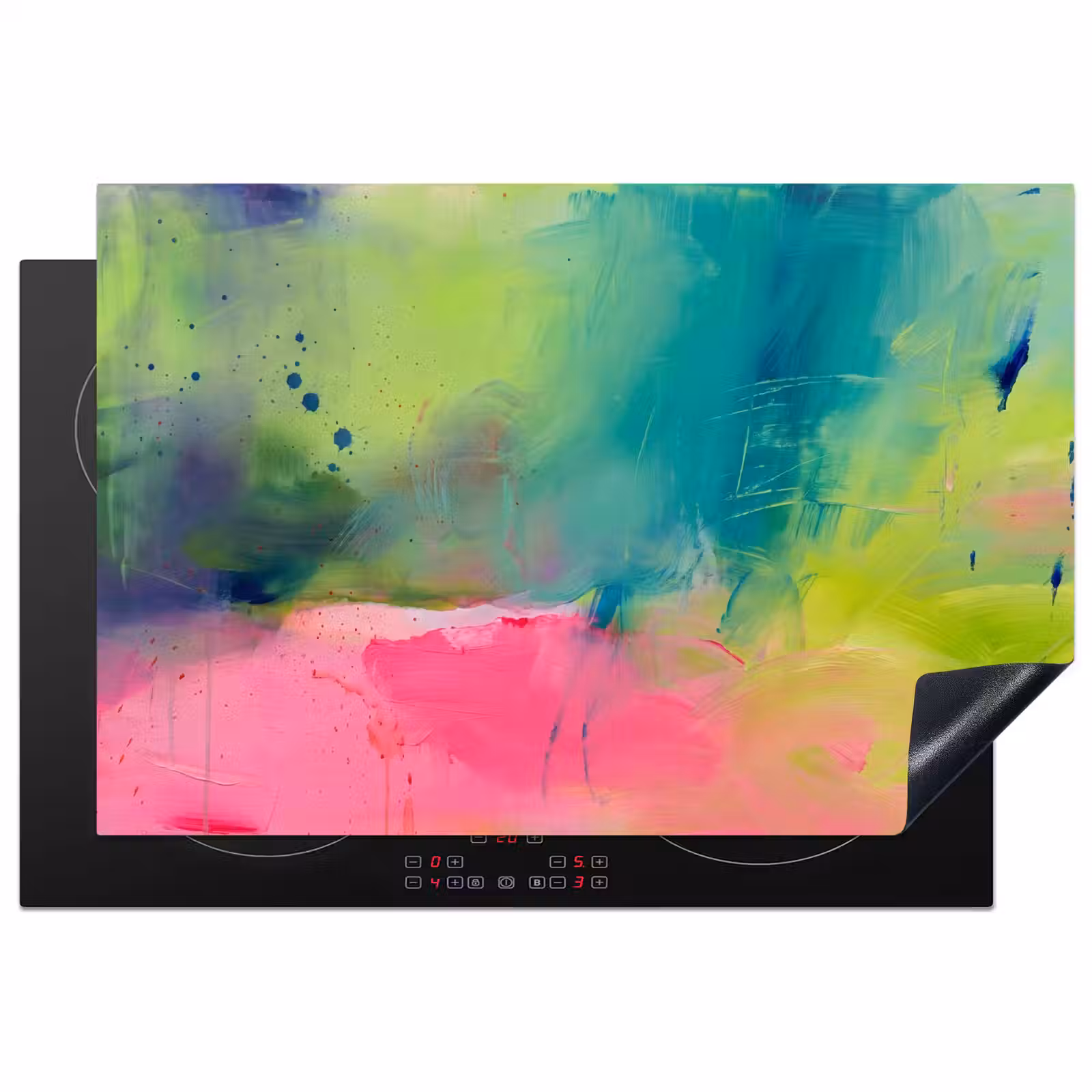 Inductie beschermer - Abstract - Kleuren - Modern - Groen - Roze — 1