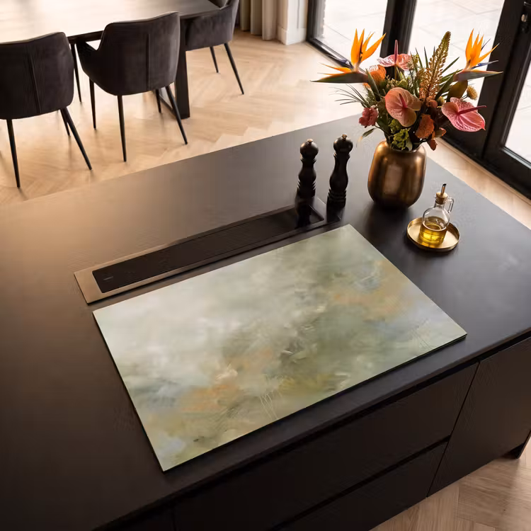 Inductie beschermer - Abstract - Groen - Beige - Modern - Kunst — 3
