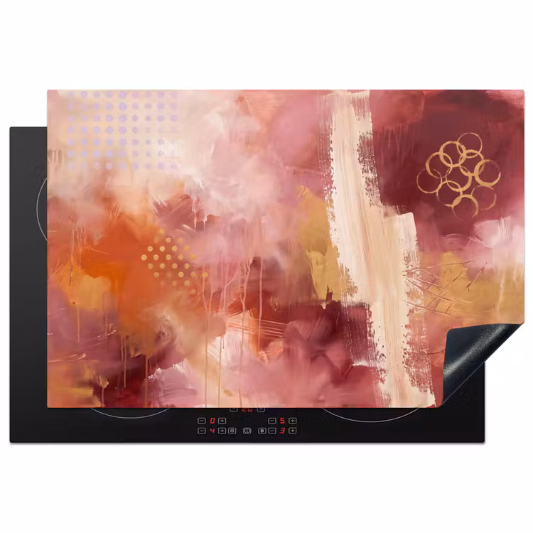 Inductie beschermer - Abstract - Rood - Goud - Modern - Kunst — 1