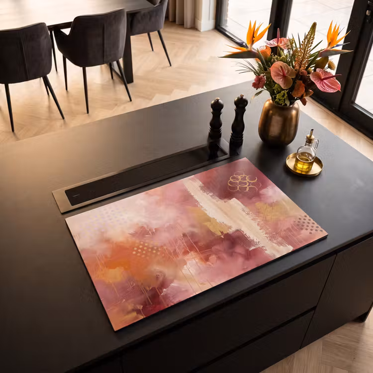 Inductie beschermer - Abstract - Rood - Goud - Modern - Kunst — 3