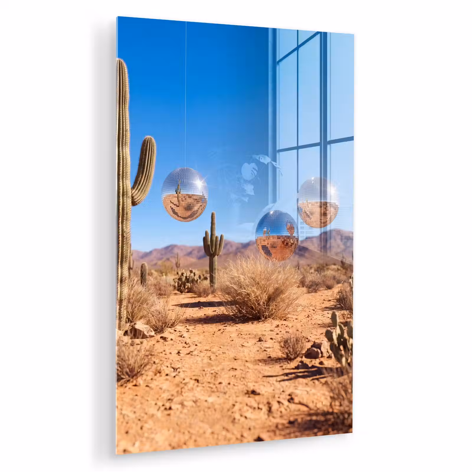 Glas schilderij - Woestijn - Spiegelbal - Kunst — 1