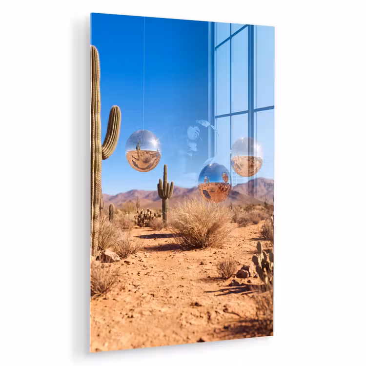Glas schilderij - Woestijn - Spiegelbal - Kunst — 1