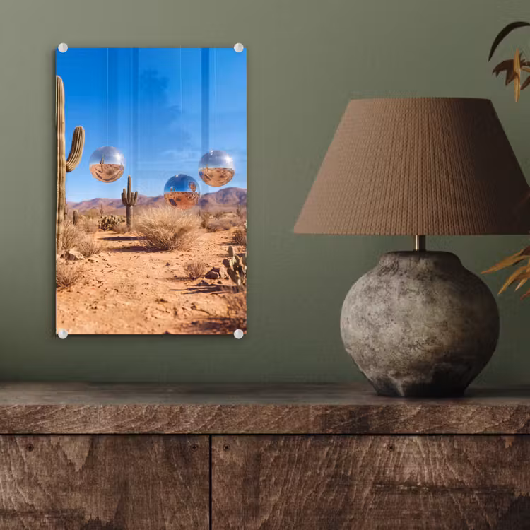 Glas schilderij - Woestijn - Spiegelbal - Kunst — 4