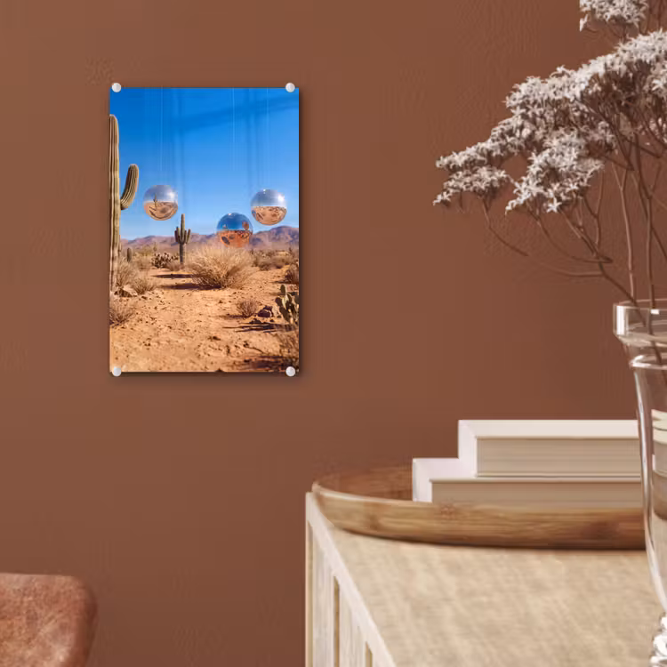 Glas schilderij - Woestijn - Spiegelbal - Kunst — 6