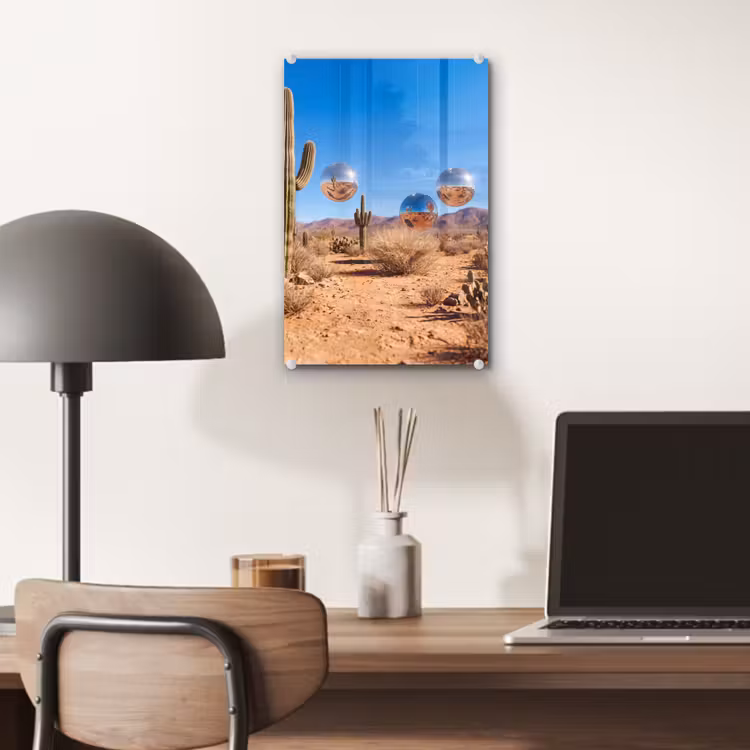 Glas schilderij - Woestijn - Spiegelbal - Kunst — 7