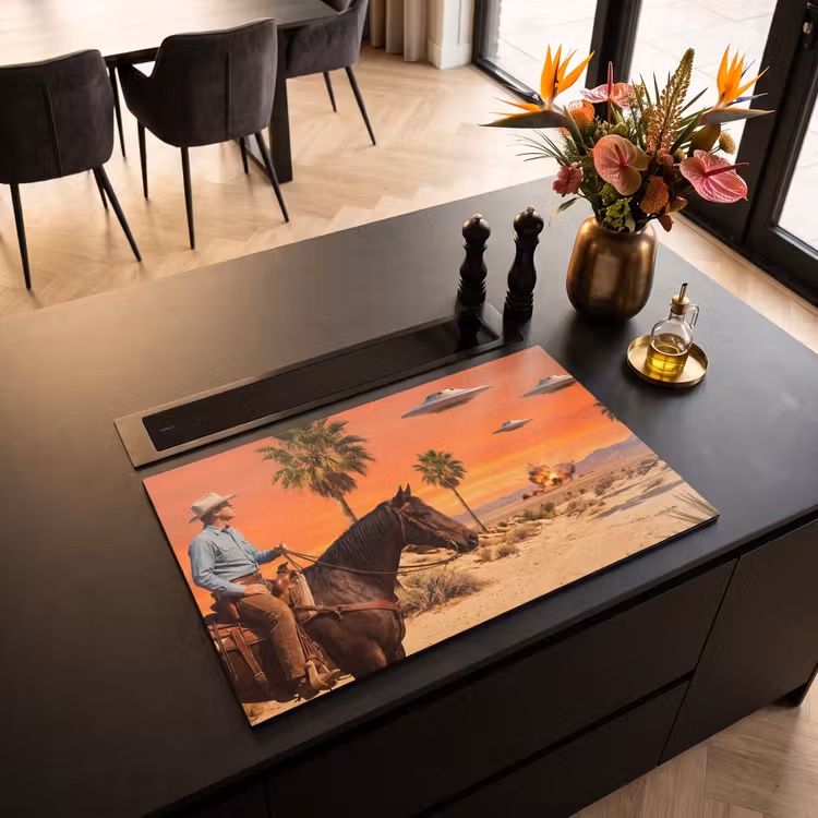 Inductie beschermer - Cowboy - Paard - Woestijn — 3