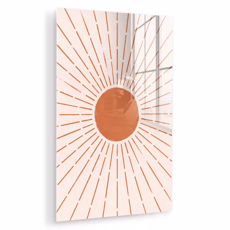 Glas schilderij - Zon - Stralen - Abstract - Terracotta - Modern — 1