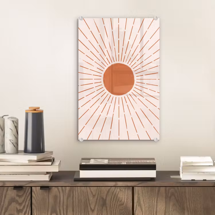 Glas schilderij - Zon - Stralen - Abstract - Terracotta - Modern — 2