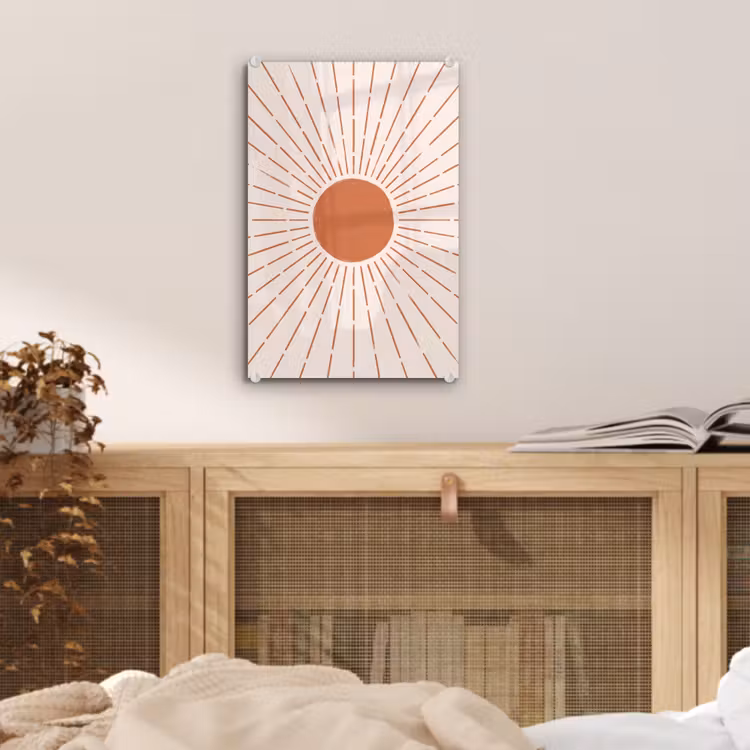 Glas schilderij - Zon - Stralen - Abstract - Terracotta - Modern — 5