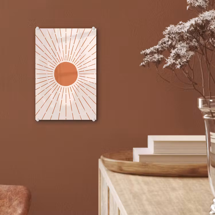 Glas schilderij - Zon - Stralen - Abstract - Terracotta - Modern — 6