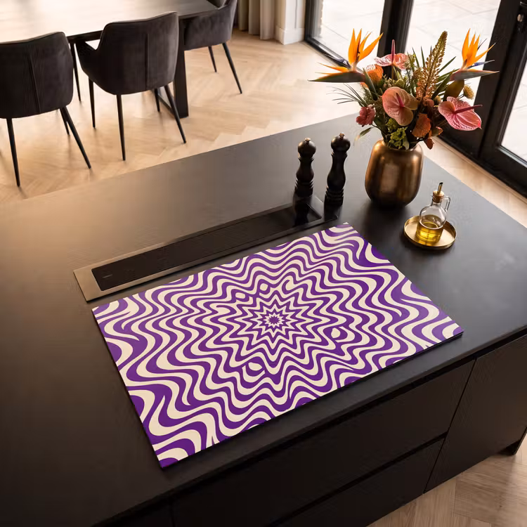 Inductie beschermer - Abstract - Golven - Optisch - Modern - Paars — 3