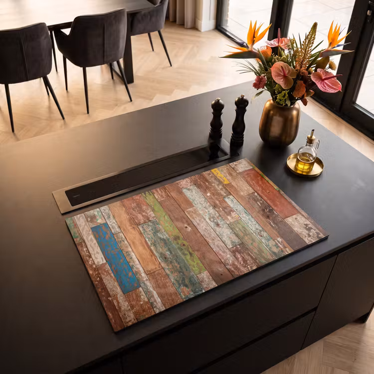 Inductie beschermer - Kleurrijk Verweerd Hout — 3