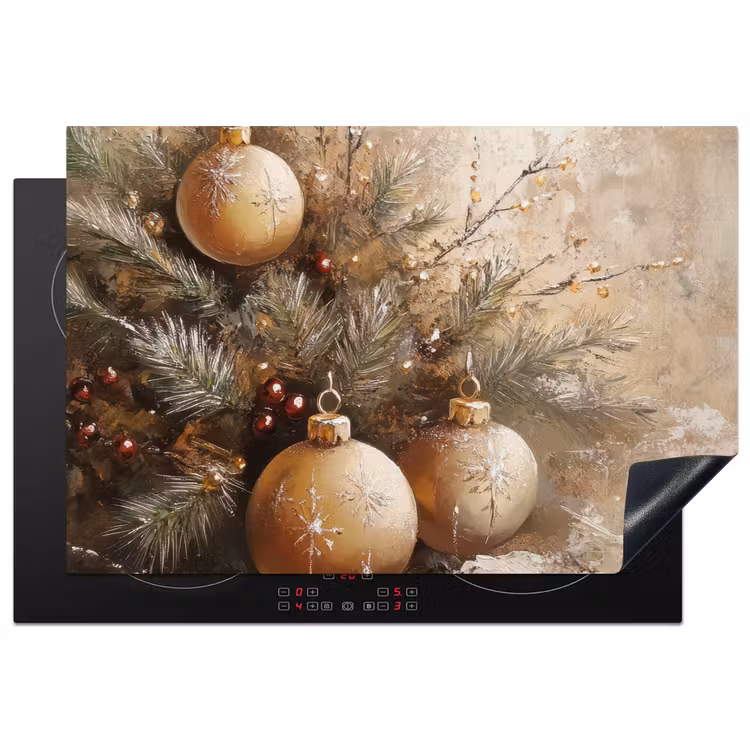 Inductie beschermer - Kerst - Kerstballen - Beige - Goud — 2