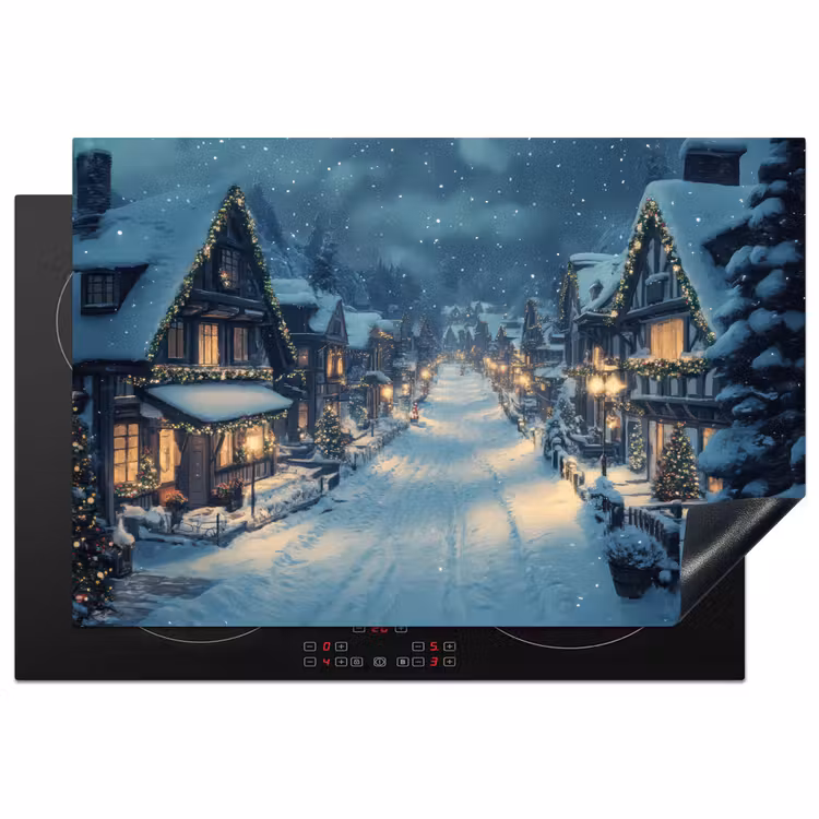 Inductie beschermer - Kerstdorp - Kerst - Sneeuw - Winter — 1