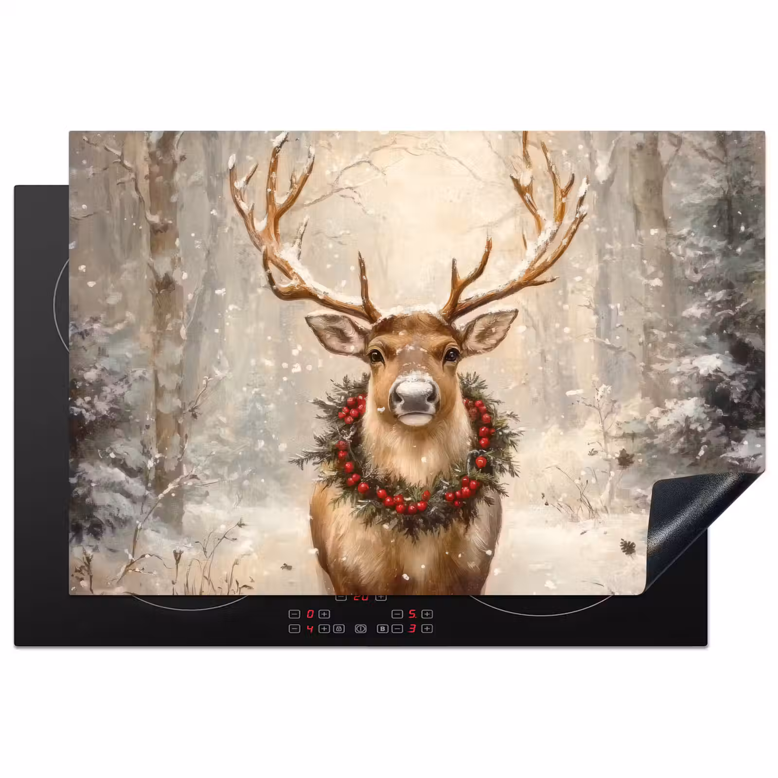 Inductie beschermer - Kerst - Rendier - Winter - Krans — 1