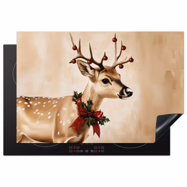 Inductie beschermer - Gewei - Kerst - Rendier - Rood — 2