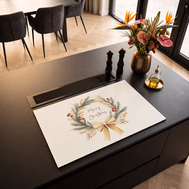Inductie beschermer - Kerstkrans - Kerst - Goud - Beige — 3