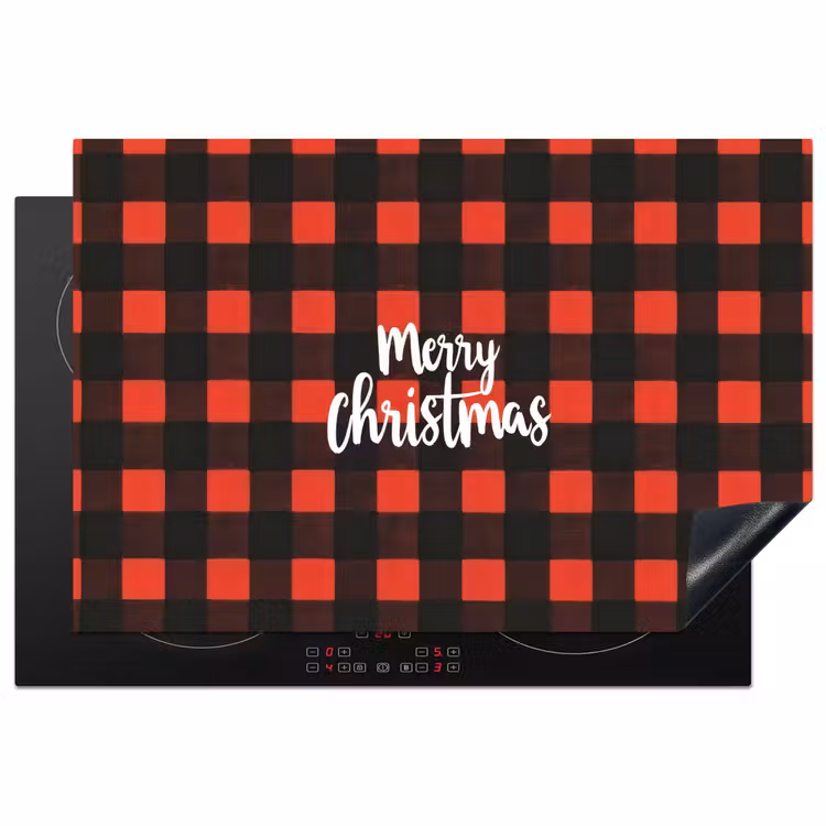 Inductie beschermer - Geruit - Rood - Tekst - Christmas — 2