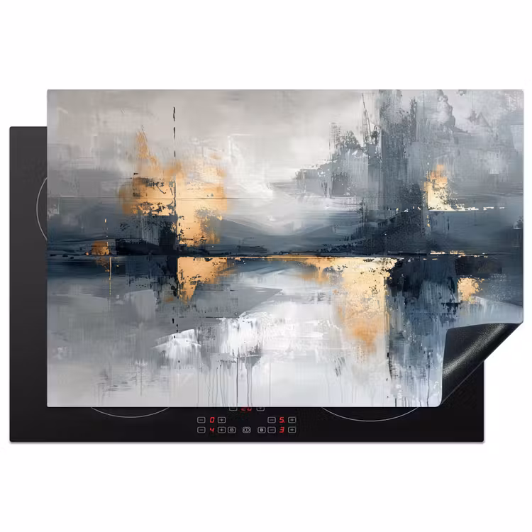 Inductie beschermer - Kunst - Grijs - Goud - Abstract — 1