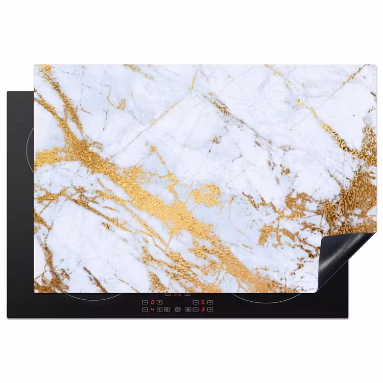 Inductie beschermer - Marmer - Goud - Wit - Luxe - Marmerlook - Glitter — 2