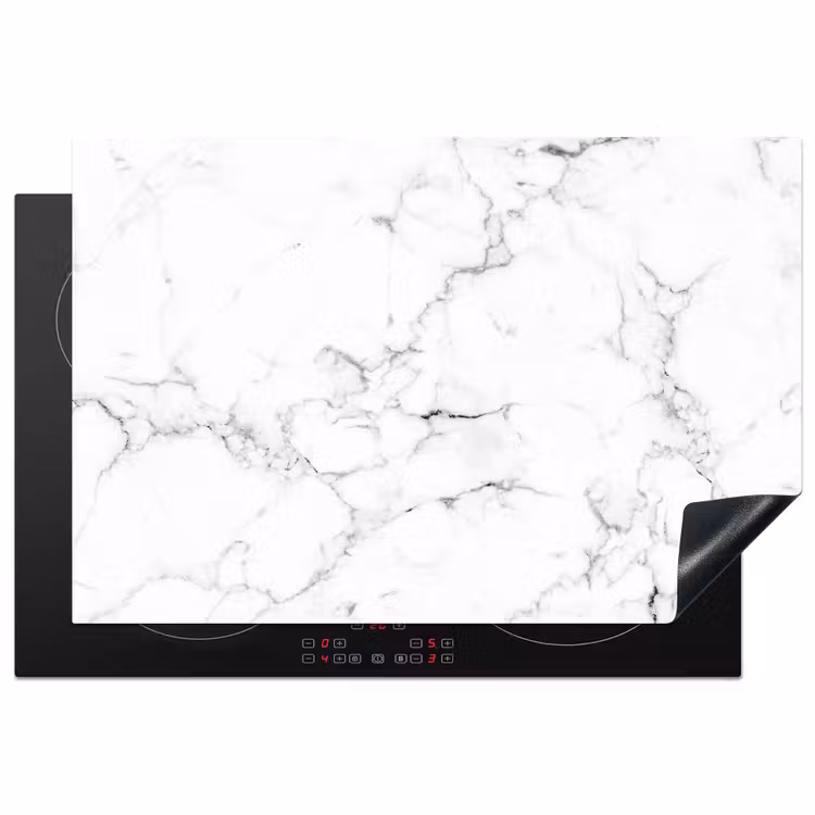 Inductie beschermer - Marmer - Wit - Grijs - Luxe - Marmerlook - Structuur — 2