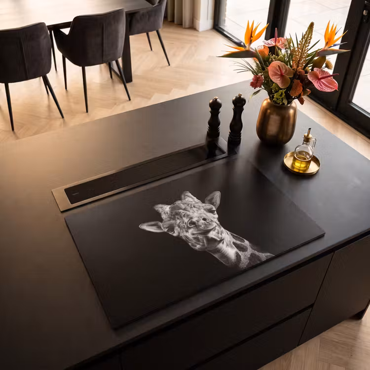Inductie beschermer - Giraffe - Dier - Zwart - Wit — 3