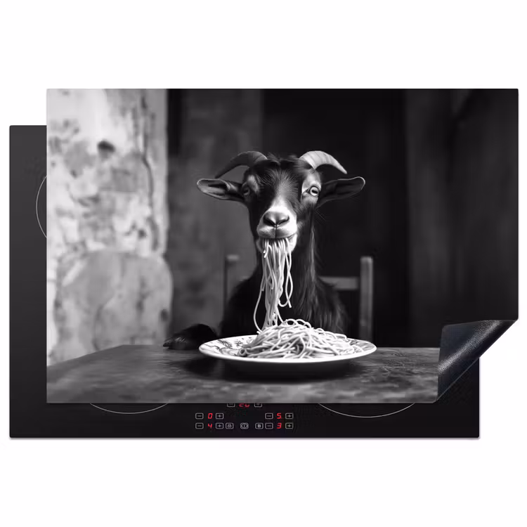 Inductie beschermer - Geit - Bord - Spaghetti - Zwart Wit — 1