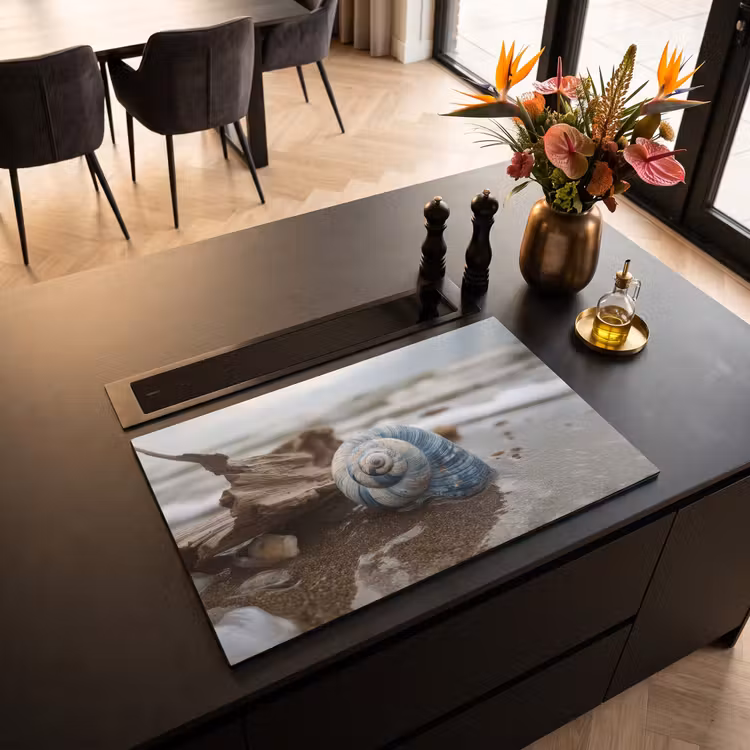 Inductie beschermer - Schelp - Strand - Blauw - Zee — 3