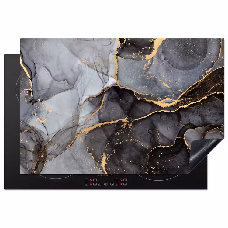 Inductie beschermer - Marmer - Abstract - Goud - Grijs — 2