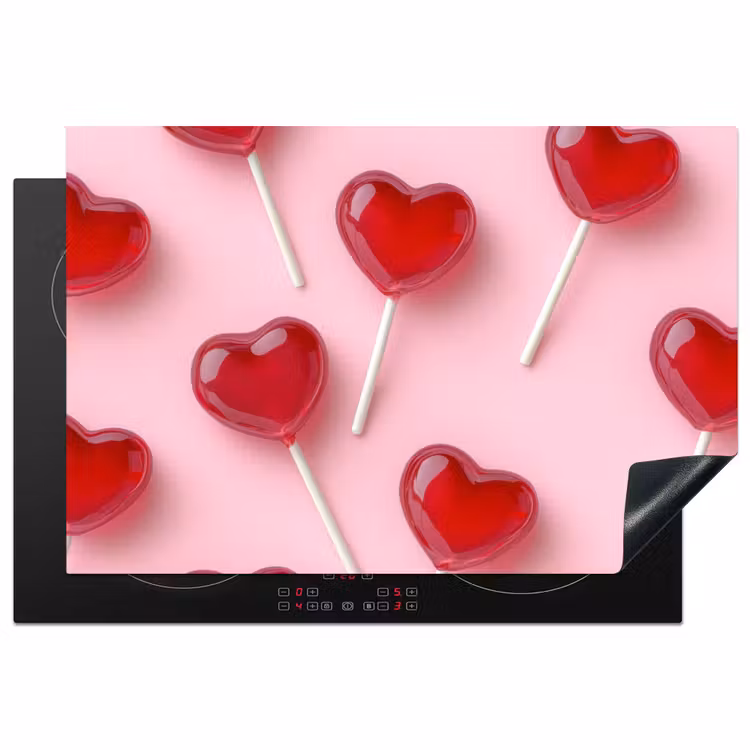 Inductie beschermer - Lollies - Hartjes - Roze — 1