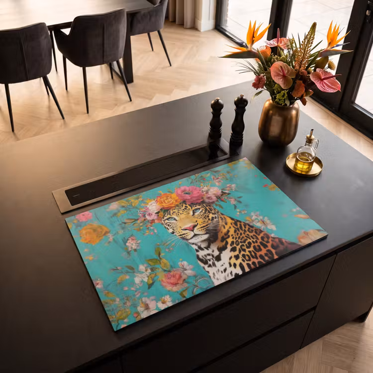 Inductie beschermer - Luipaard - Bloemen - Kroon — 3