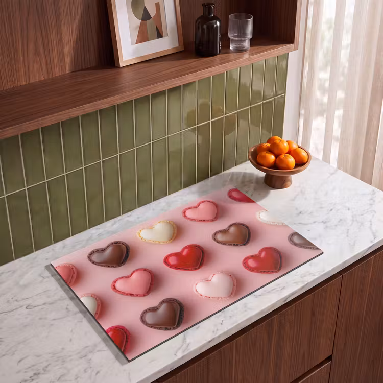 Inductie beschermer - Macarons - Hartjes - Kleurrijk - Roze — 4