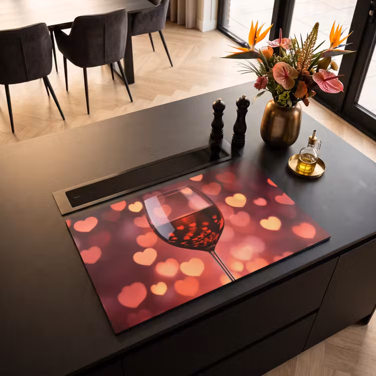 Inductie beschermer - Rood - Wijn - Hartjes — 3