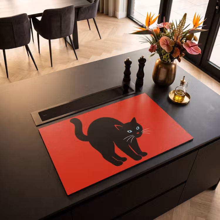 Inductie beschermer - Kat - Zwart - Staart — 3