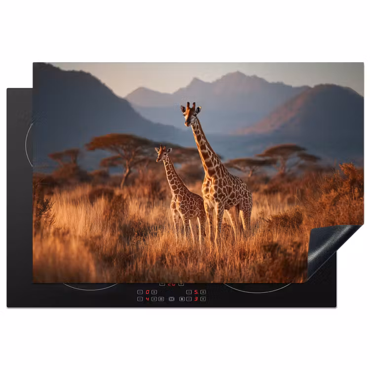 Inductie beschermer - Giraffen - Hoog gras - Acaciabomen — 2