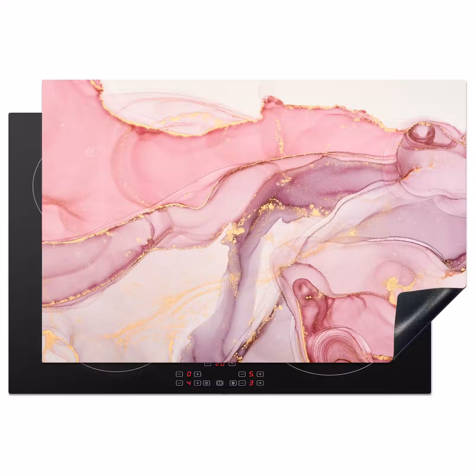 Inductie beschermer - Goud - Marmer - Roze — 1