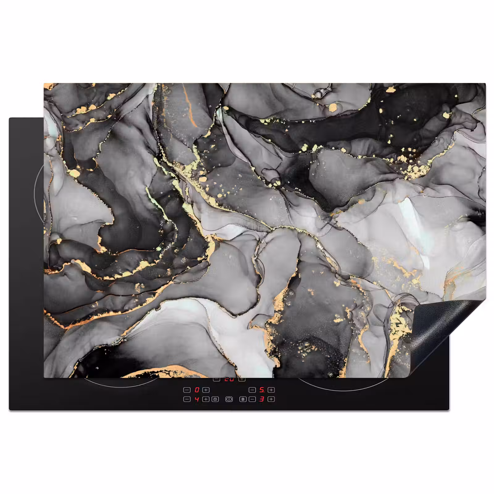 Inductie beschermer - Grijs - Luxe - Goud - Marmer — 1