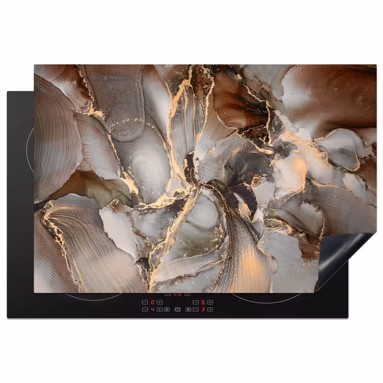 Inductie beschermer - Grijs - Goud - Marmer - Marmerlook — 2