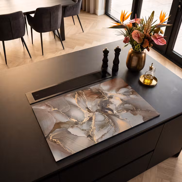 Inductie beschermer - Grijs - Goud - Marmer - Marmerlook — 3
