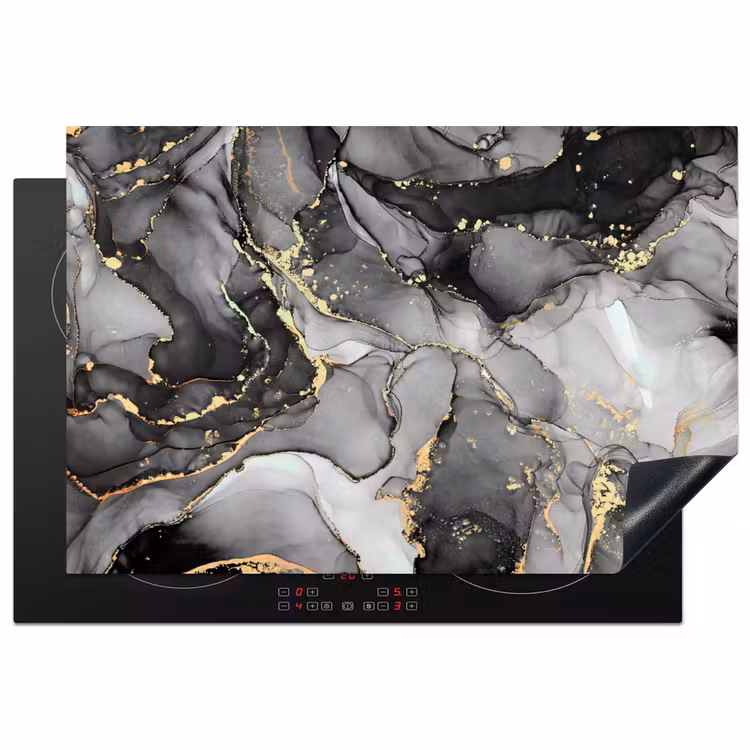 Inductie beschermer - Grijs - Luxe - Goud - Marmer — 1