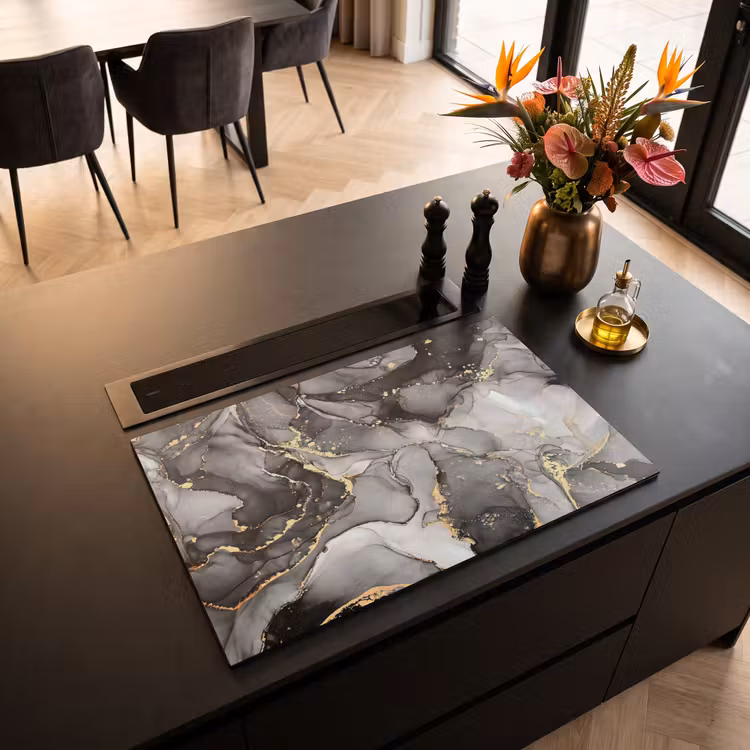 Inductie beschermer - Grijs - Luxe - Goud - Marmer — 3