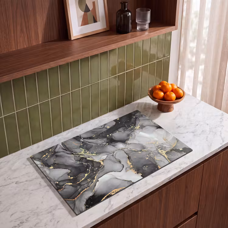 Inductie beschermer - Grijs - Luxe - Goud - Marmer — 4
