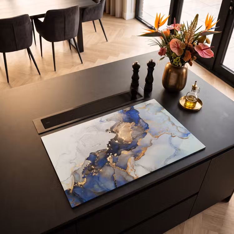 Inductie beschermer - Marmer - Blauw - Goud — 3