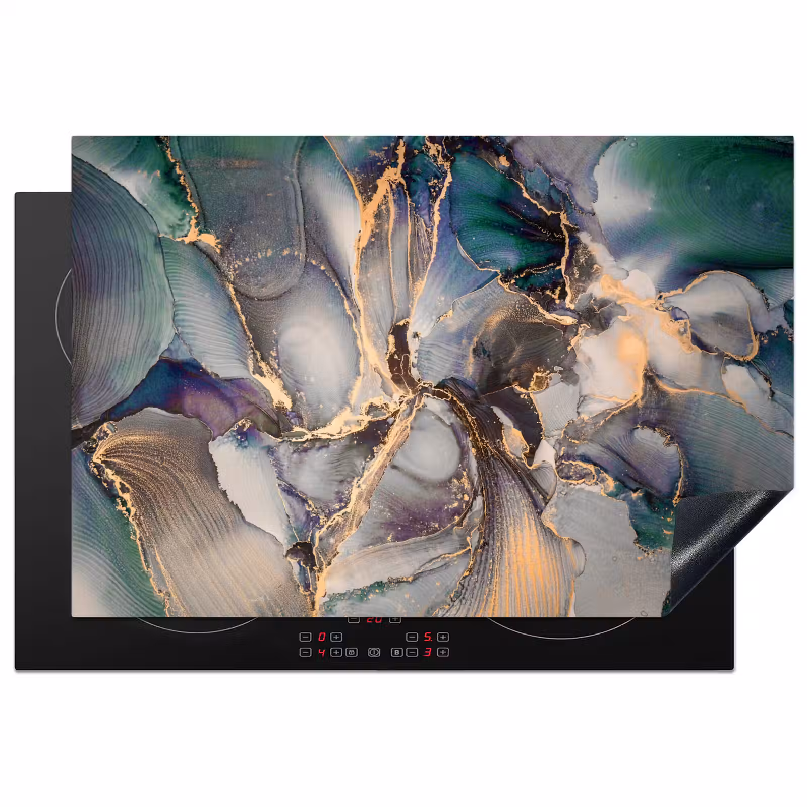 Inductie beschermer - Goud - Blauw - Marmer — 1