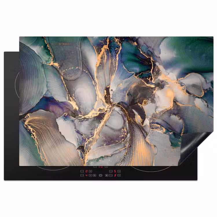 Inductie beschermer - Goud - Blauw - Marmer — 1