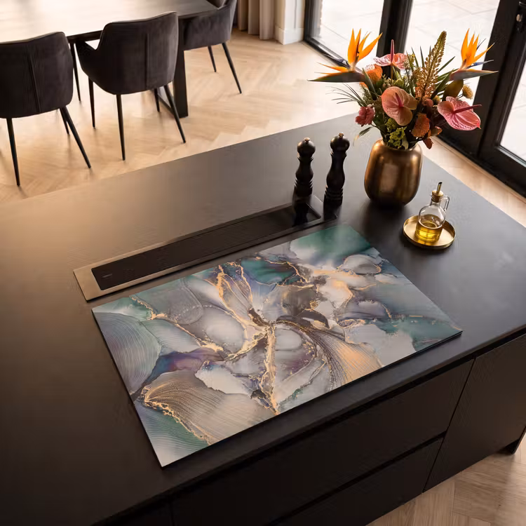 Inductie beschermer - Goud - Blauw - Marmer — 3