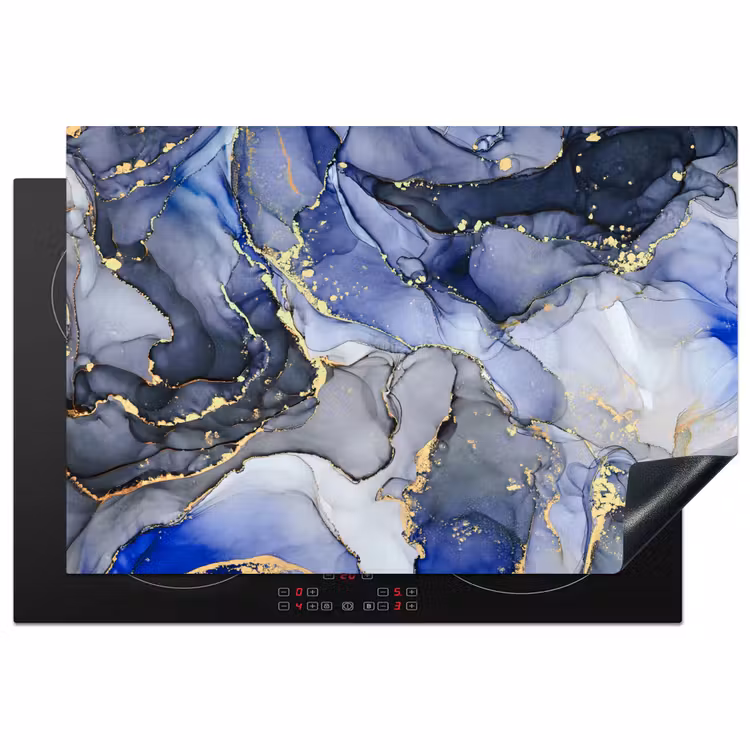 Inductie beschermer - Marmer - Goud - Abstract - Blauw — 1