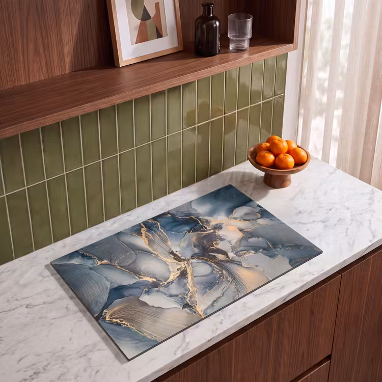Inductie beschermer - Marmer - Grijs - Blauw - Luxe - Goud — 4