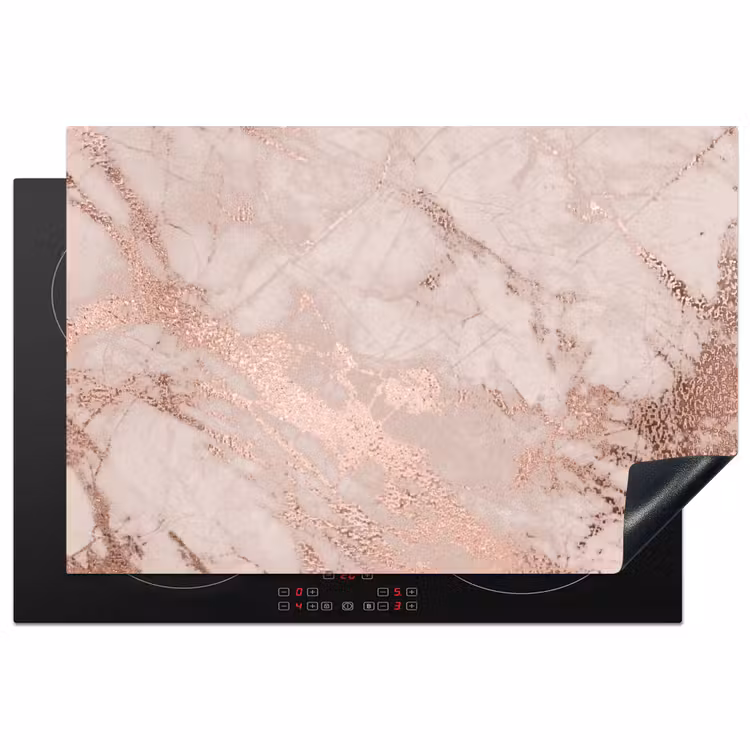 Inductie beschermer - Marmer - Roze - Luxe - Marmerlook - Glitter - Design — 2