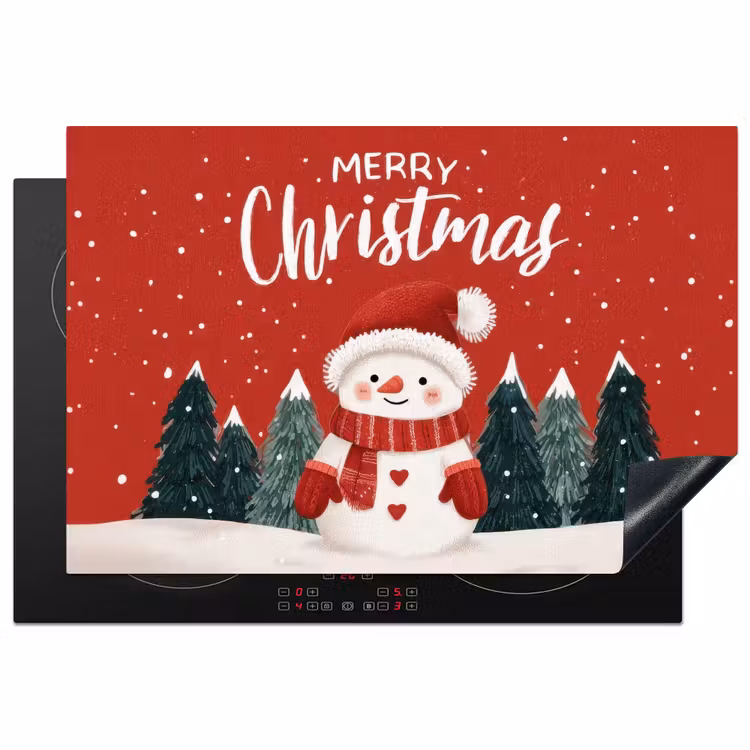 Inductie beschermer - Kerstgroet - Sneeuw - Rood — 2